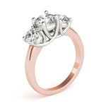 Exquisite 14kt White Gold 3-Stone Round Semi-Mount Engagement Ring Setting (STYLE 