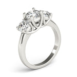 Exquisite 14kt White Gold 3-Stone Round Semi-Mount Engagement Ring Setting (STYLE 