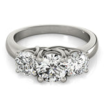 Exquisite 14kt White Gold 3-Stone Round Semi-Mount Engagement Ring Setting (STYLE 