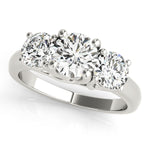 Exquisite 14kt White Gold 3-Stone Round Semi-Mount Engagement Ring Setting (STYLE 