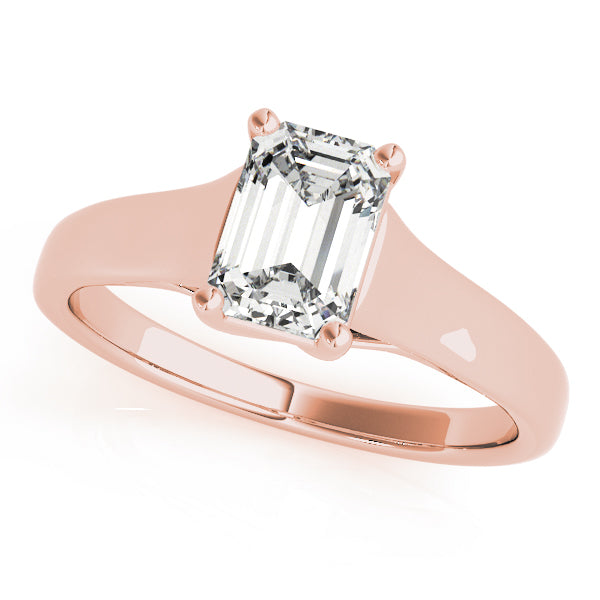 Elegant 14kt White Gold Trellis Style Engagement Ring Setting with Emerald Cut Accent Stones - 