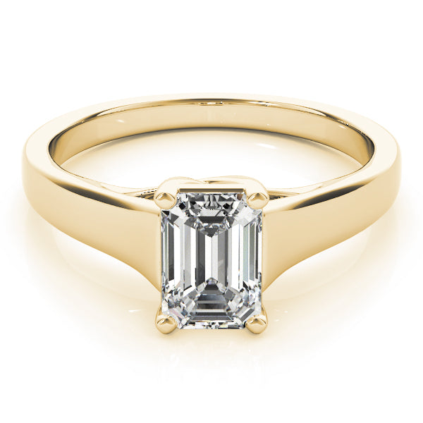 Elegant 14kt White Gold Trellis Style Engagement Ring Setting with Emerald Cut Accent Stones - 