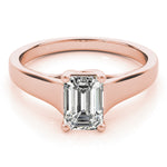 Elegant 14kt White Gold Trellis Style Engagement Ring Setting with Emerald Cut Accent Stones - 
