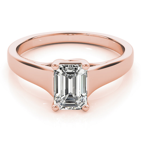Elegant 14kt White Gold Trellis Style Engagement Ring Setting with Emerald Cut Accent Stones - 