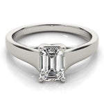 Elegant 14kt White Gold Trellis Style Engagement Ring Setting with Emerald Cut Accent Stones - 