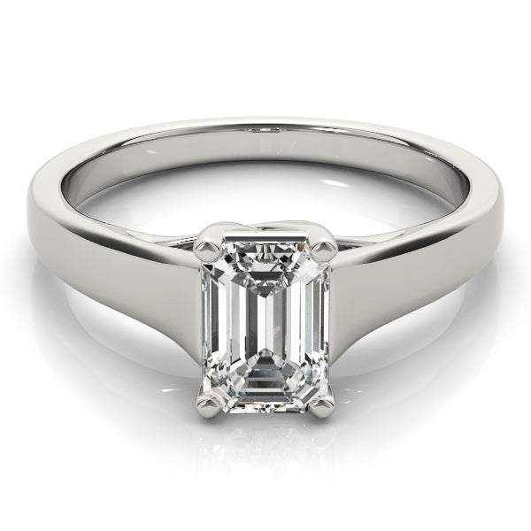 Elegant 14kt White Gold Trellis Style Engagement Ring Setting with Emerald Cut Accent Stones - 