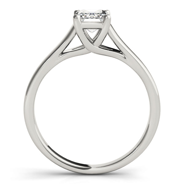 Elegant 14kt White Gold Trellis Style Engagement Ring Setting with Emerald Cut Accent Stones - 