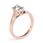 Elegant 14kt White Gold Trellis Style Engagement Ring Setting with Emerald Cut Accent Stones - 