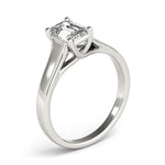 Elegant 14kt White Gold Trellis Style Engagement Ring Setting with Emerald Cut Accent Stones - 