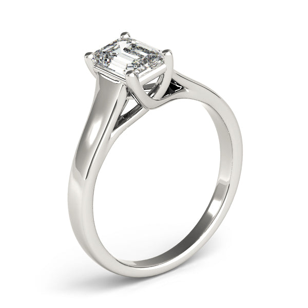 Elegant 14kt White Gold Trellis Style Engagement Ring Setting with Emerald Cut Accent Stones - 