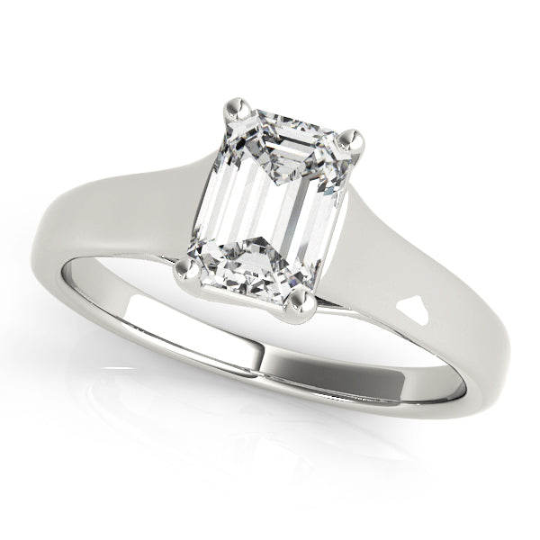 Elegant 14kt White Gold Trellis Style Engagement Ring Setting with Emerald Cut Accent Stones - 