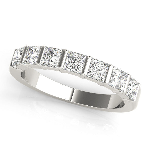 Exquisite 14k White Gold Princess Cut Wedding Band - 1/3 ct TW Diamonds