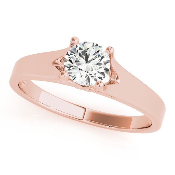 Elegant 14kt White Gold Solitaire Round Engagement Ring Setting (1 ct TW Center Stone Capacity)