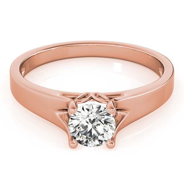 Elegant 14kt White Gold Solitaire Round Engagement Ring Setting (1 ct TW Center Stone Capacity)