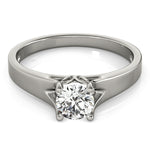 Elegant 14kt White Gold Solitaire Round Engagement Ring Setting (1 ct TW Center Stone Capacity)