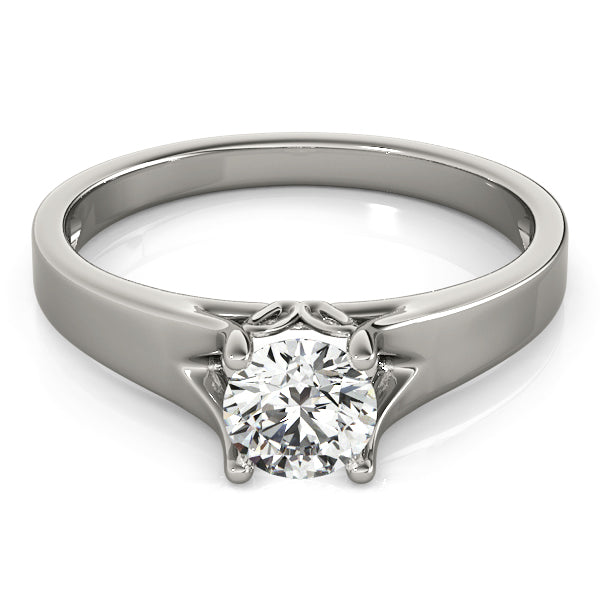 Elegant 14kt White Gold Solitaire Round Engagement Ring Setting (1 ct TW Center Stone Capacity)