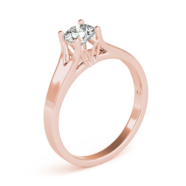 Elegant 14kt White Gold Solitaire Round Engagement Ring Setting (1 ct TW Center Stone Capacity)