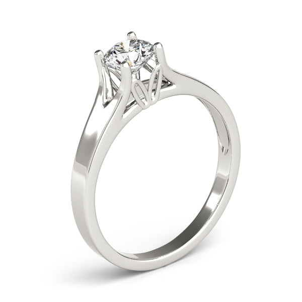 Elegant 14kt White Gold Solitaire Round Engagement Ring Setting (1 ct TW Center Stone Capacity)