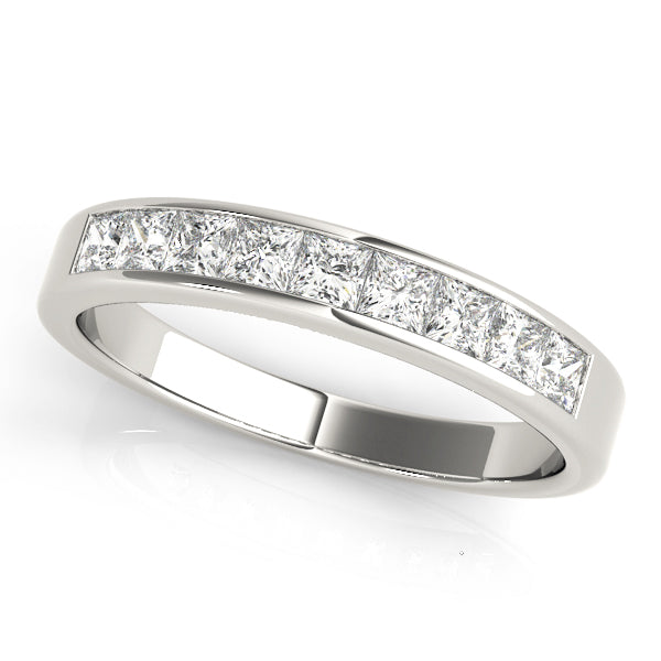 Elegant 14kt White Gold Princess Cut Diamond Wedding Band - 1.5mm