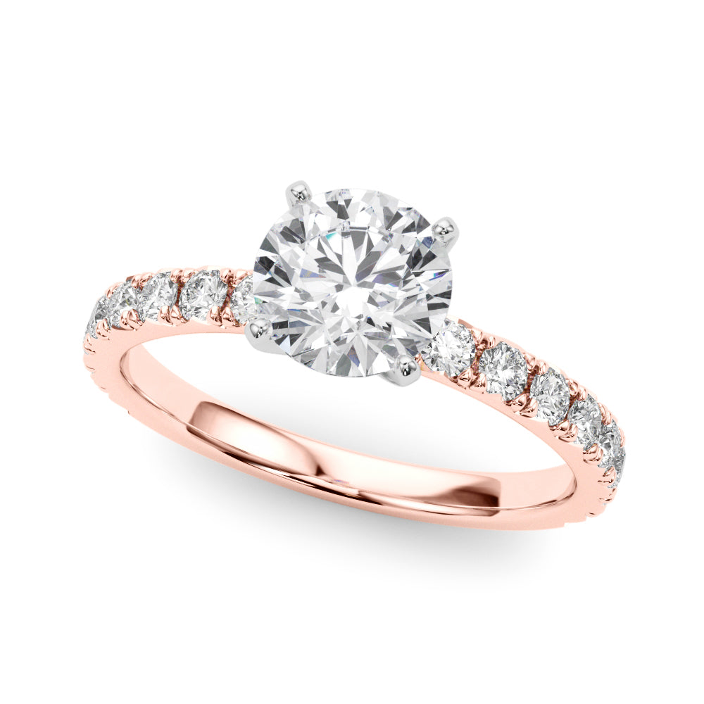 Exquisite 2 CT Round Brilliant Cut Engagement Ring Semi-Mount in 14kt White Gold