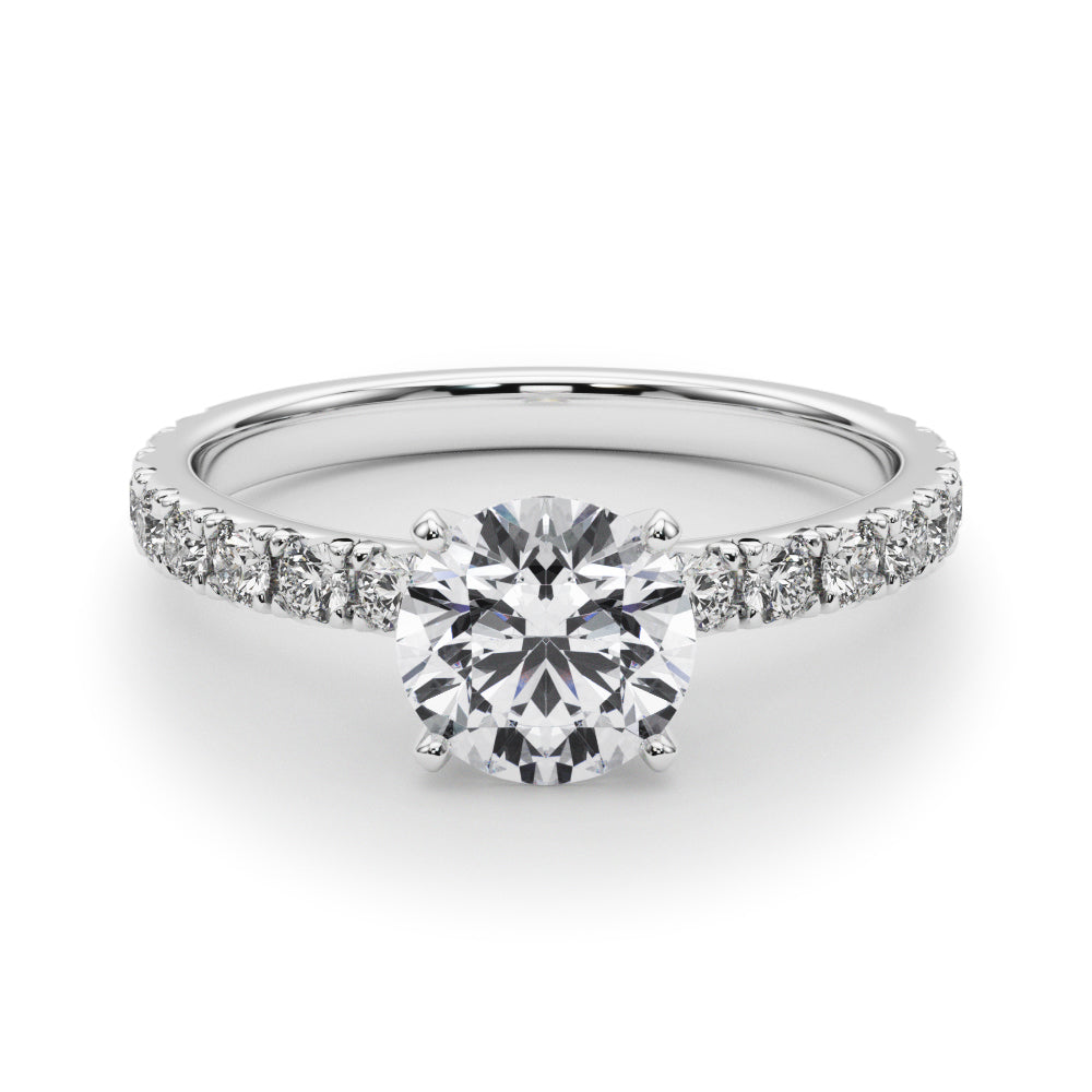 Exquisite 2 CT Round Brilliant Cut Engagement Ring Semi-Mount in 14kt White Gold