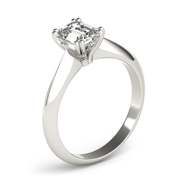 Stunning Double Prong Emerald Cut Engagement Ring in 14kt White Gold