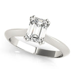 Stunning Double Prong Emerald Cut Engagement Ring in 14kt White Gold
