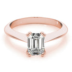 Stunning Double Prong Emerald Cut Engagement Ring in 14kt White Gold