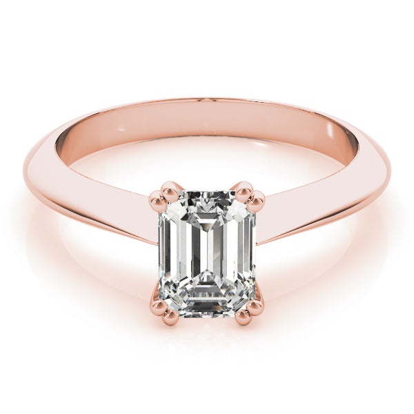 Stunning Double Prong Emerald Cut Engagement Ring in 14kt White Gold