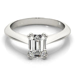 Stunning Double Prong Emerald Cut Engagement Ring in 14kt White Gold
