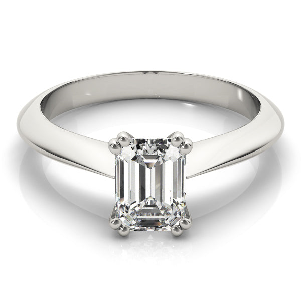 Stunning Double Prong Emerald Cut Engagement Ring in 14kt White Gold