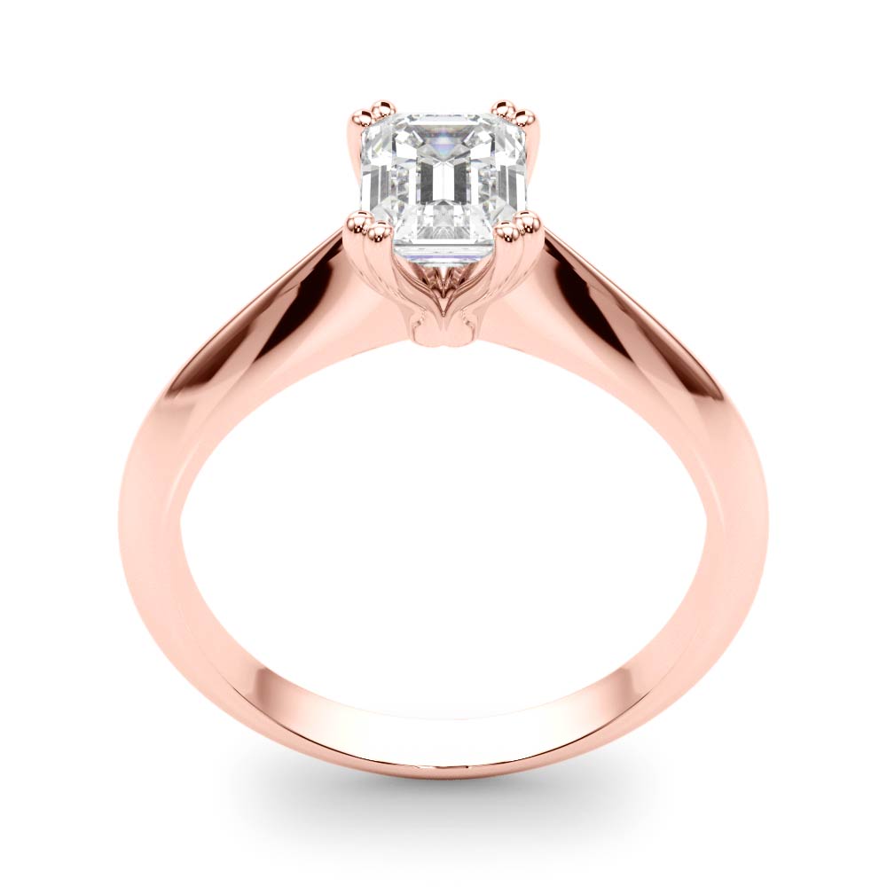 Stunning Double Prong Emerald Cut Engagement Ring in 14kt White Gold