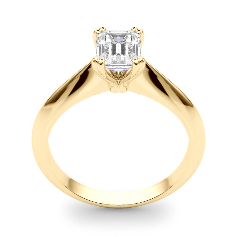 Stunning Double Prong Emerald Cut Engagement Ring in 14kt White Gold