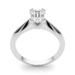 Stunning Double Prong Emerald Cut Engagement Ring in 14kt White Gold