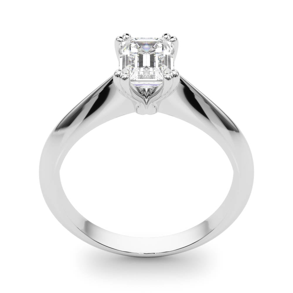 Stunning Double Prong Emerald Cut Engagement Ring in 14kt White Gold