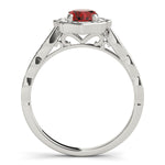 Exquisite Scalloped Oval Halo Engagement Ring in 14kt White Gold