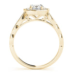 Exquisite Scalloped Oval Halo Engagement Ring in 14kt White Gold