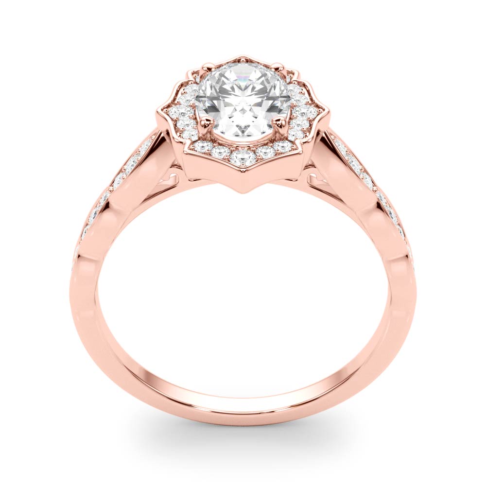 Exquisite Scalloped Oval Halo Engagement Ring in 14kt White Gold