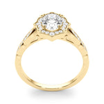 Exquisite Scalloped Oval Halo Engagement Ring in 14kt White Gold