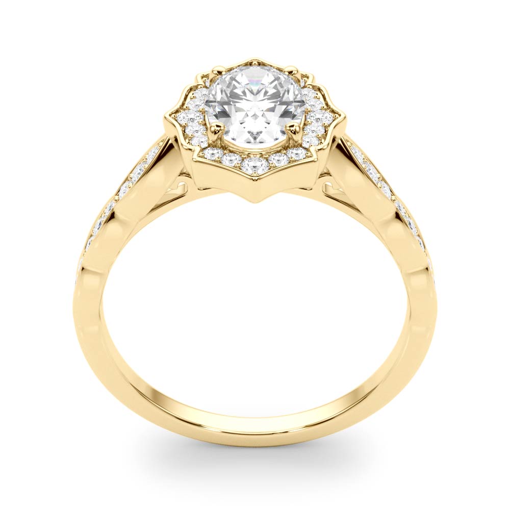Exquisite Scalloped Oval Halo Engagement Ring in 14kt White Gold