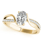 Elegant 14kt White Gold Oval Fashion Ring - Semi-Mount with 1/8 ct tw Diamonds