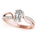 Elegant 14kt White Gold Oval Fashion Ring - Semi-Mount with 1/8 ct tw Diamonds