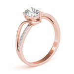 Elegant 14kt White Gold Oval Fashion Ring - Semi-Mount with 1/8 ct tw Diamonds