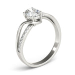 Elegant 14kt White Gold Oval Fashion Ring - Semi-Mount with 1/8 ct tw Diamonds