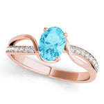 Elegant 14kt White Gold Oval Fashion Ring - Semi-Mount with 1/8 ct tw Diamonds