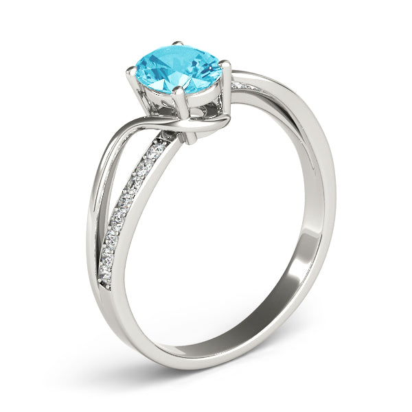 Elegant 14kt White Gold Oval Fashion Ring - Semi-Mount with 1/8 ct tw Diamonds