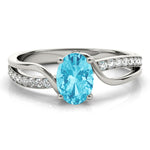 Elegant 14kt White Gold Oval Fashion Ring - Semi-Mount with 1/8 ct tw Diamonds