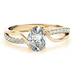 Elegant 14kt White Gold Oval Fashion Ring - Semi-Mount with 1/8 ct tw Diamonds