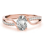Elegant 14kt White Gold Oval Fashion Ring - Semi-Mount with 1/8 ct tw Diamonds