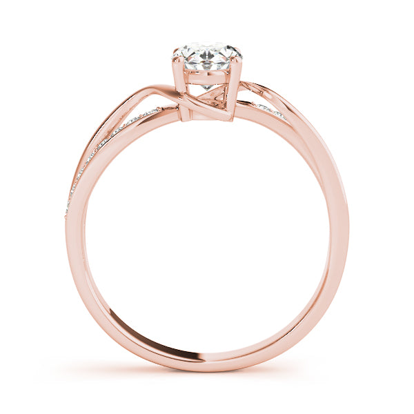 Elegant 14kt White Gold Oval Fashion Ring - Semi-Mount with 1/8 ct tw Diamonds
